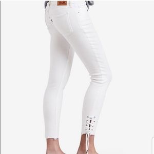 LEVI'S 711 Lace up tie jeans white ankle skinny 29